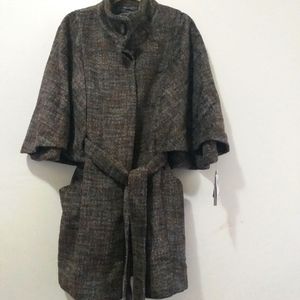 1Madison luxe outwear belted wool tweed coat size 10